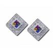14KW Rainbow Sapphire/Diamond Earrings : E2PDAQRSWI