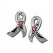 Sterling Silver Cancer Ribbon Pink Sapphire Post Earrings : ECA008SPXSI