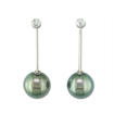 14KW Tahitian Pearl 8.5mm/Diamond Bar Earrings : EPC013PT3WI