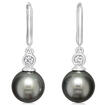 14KW Freshwater Pearl 8.5mm/Diamond Lever Back Dangle Earrings : EPC020P23WI