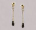 14KY Smokey Quartz Back Dangle Earrings : LBD004SQXK