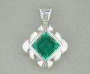 Sterling Silver 8mm Square Mt St Helens Pendant  (Includes Chain and Box) : P081AGBM4S