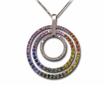 14KY 3 Circles Rainbow Sapphire/Diamond Pendant : P10DRARSI