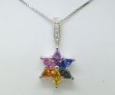 14KW Rainbow Sapphire/Diamond Star Pendant : P25DGRBSWI