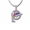 14KW Rainbow Sapphire Dolphin Pendant : P2PDDRBSWI