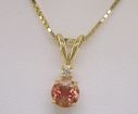 14KW Pink Tourmaline/Diamond Pendant : P50DPBCH5W