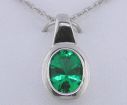 Sterling Silver 0val Bezel Mt St Helens Pendant  (Includes Chain and Box) : P971GBCM4S