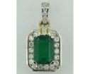 18KW/Y Zambian Emerald/Diamond Pendant : PE0OC0700154BI