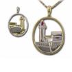 14KY Ruby/Diamond Pemaquid Point Lighthouse Pendant : PMC012R23CI