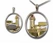 SS Ruby/Diamond Pemaquid Point Lighthouse Pendant : PMC012R23SI