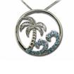 14KW Blue Sapphire Wave/Palm Tree Pendant : PMC036S1XWI