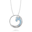 Sterling Silver Blue Topaz Wave Pendant : PNT038B2XSI