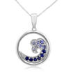 14KW Nature Graduated Blue Sapphire Wave Pendant : PNTR-WV5WI