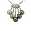 14KW 5-piece Tahitian Pearl Drop 8.5, 9, 9.5mm/Diamond Pendant Set : PPC011PT3WI