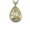 14KY Freshwater Pearl White 10mm/Diamond Sea Grass Pendant : PPC018P23CI
