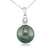 14KW Tahitian Pearl 8.5mm/Diamond Bezel Pendant : PPC020PT3WI