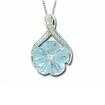 14KW Carved Flower Blue Topaz/Diamond Pendant : PPF064B23WI