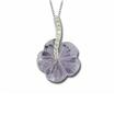 14KW Carved Flower Pink Amethyst/Diamond Pendant : PPF065A23WI