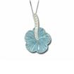 14KW Carved Flower Blue Topaz/Diamond Pendant : PPF065B23WI