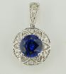 18KW Ceylon Sapphire/Diamond Pendant : PSCRD600175QI