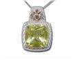 Sterling Silver/14KY Lmn Quartz/Orange Sapphire Pendant , : PSF006LQXNI