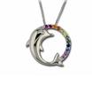 Sterling Silver Rainbow Sapphire Dolphin Pendant : PSL012RSXSI