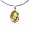 SS Yellow Tiger Eye, Blue Quartzite, Gr Tea Sepentine Flower Pendant : PSV069TEXSI