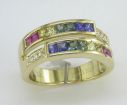 14KY Rainbow Sapphire/Diamond Ring : R20DMIRSI