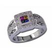 14KW Rainbow Sapphire/Diamond Ring : R25DAQRSWI