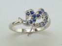14KW Graduated Blue Sapphire Double Wave Ring : RNT042GSXWI