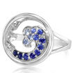 14KY Graduated Blue Sapphire Wave On Circle Ring : RNT043GSXCI