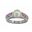 14KW Freshwater Pearl White 7mm/Pink Sapphire Ring 'B, : RPC034P1XWI
