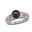 14KW Freshwater Pearl Black 7mm/Pink Sapphire Ring 'B, : RPC034PBXWI