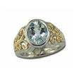 Sterling Silver/14KY Gold Oval Checkerbd Aqua Marin Ring : RSF035QCXNI
