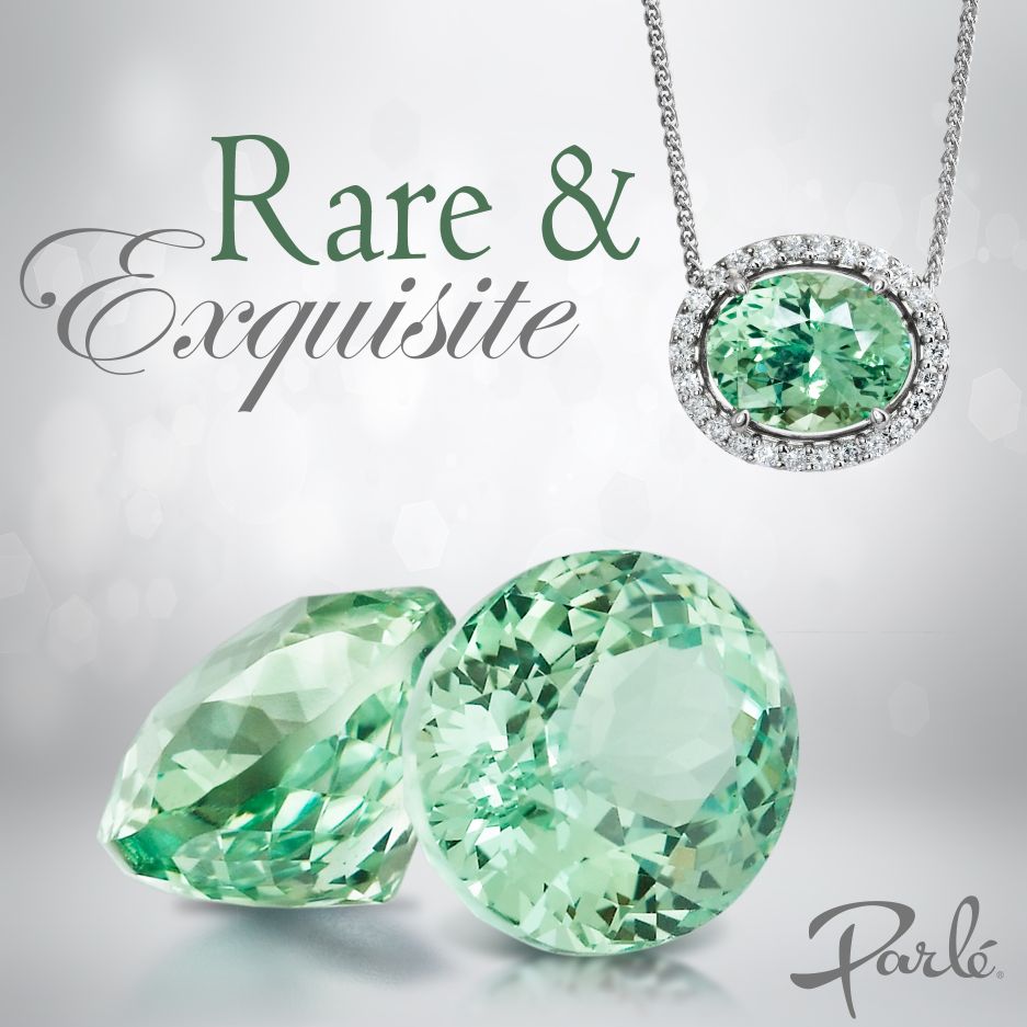 Parle Rare and Exquisite advertisement: a mint garnet pendant beside two large loose mint garnets