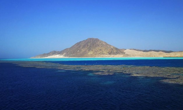 The island of Zabargad in the Red Sea, the ancient source of peridot, seen from the air