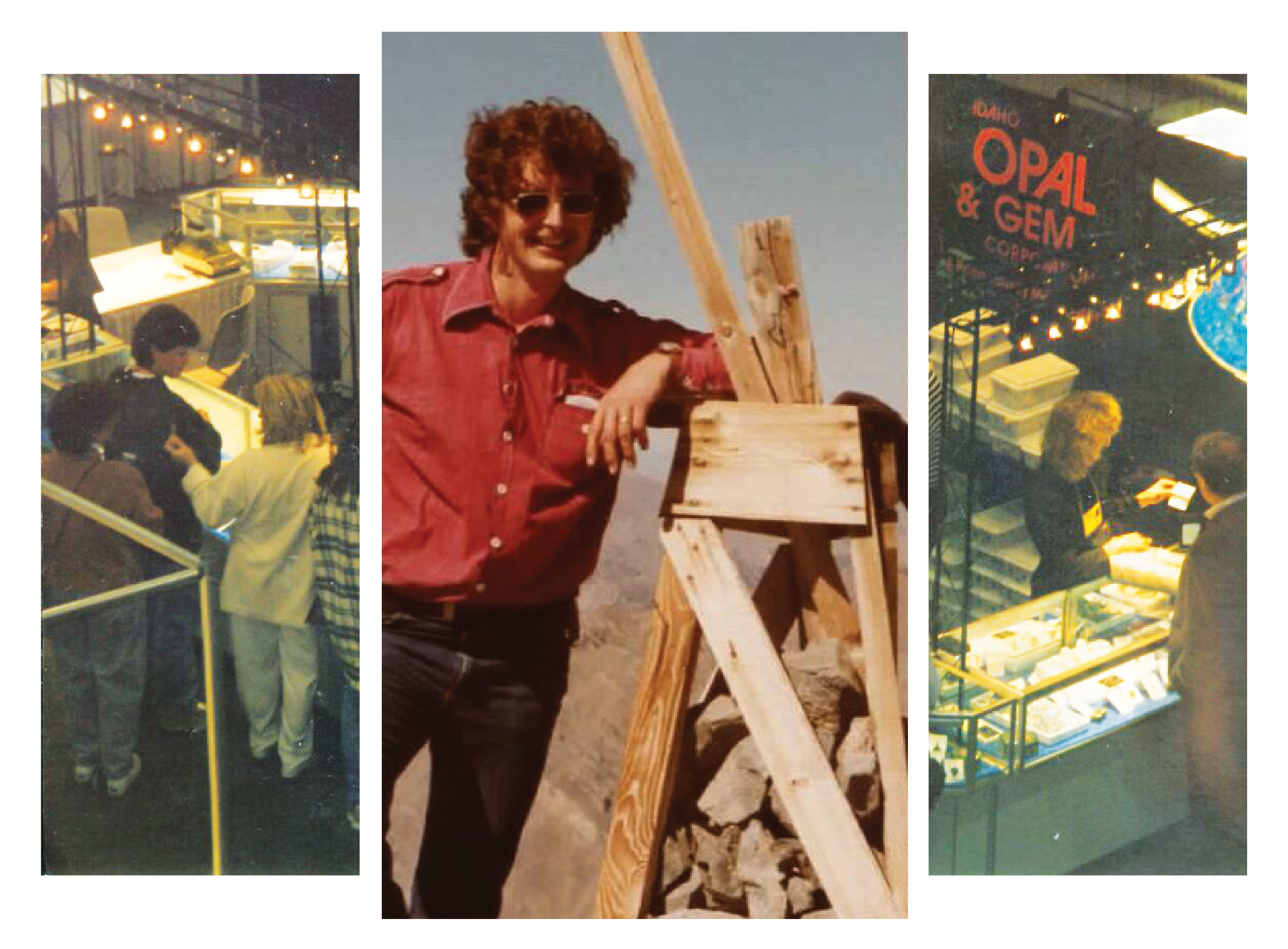 Frank at the Spencer Opal Mine overlayed on an old tradeshow photo