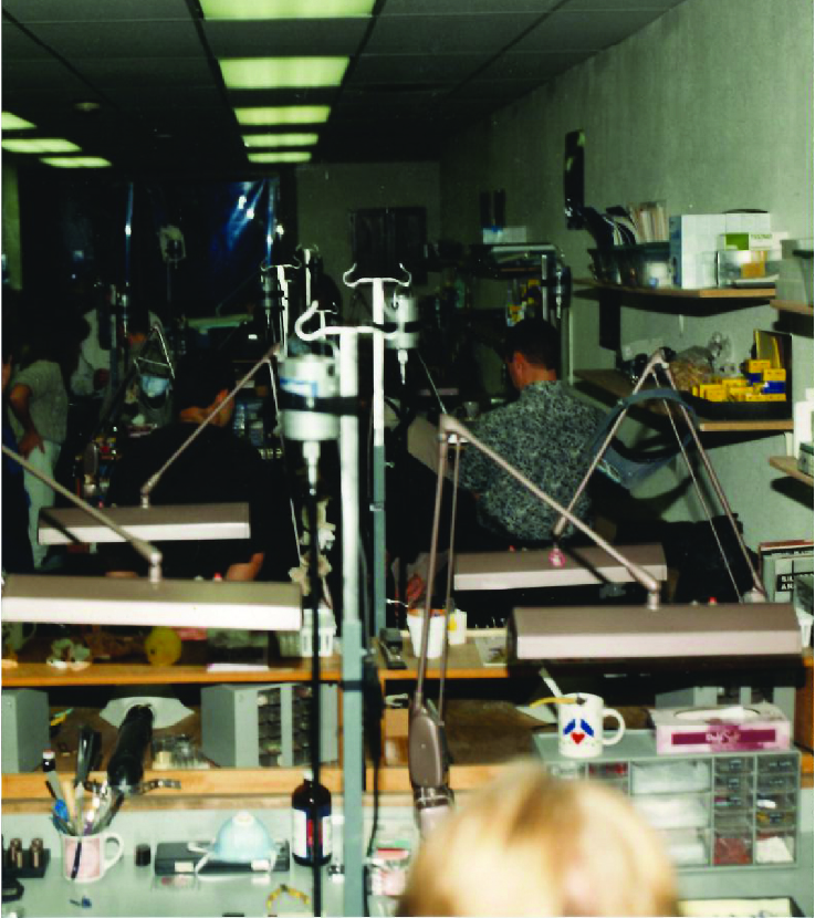 Old production workbenches setup