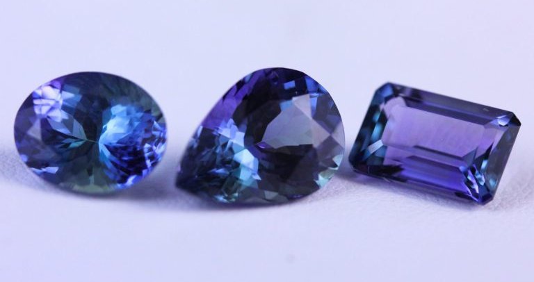Group of blue tanzanite gemstones Group of blue tanzanite gemstones