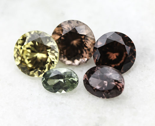 Zircon gemstone group with color range Zircon gemstone group with color range